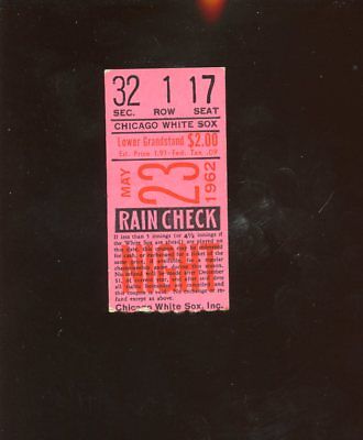 May 23 1962 Chicago White Sox Ticket Stub With Al Smith Verso EX+