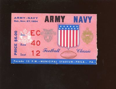 November 27 1954 NCAA Football Ticket Stub Army vs Navy EX+