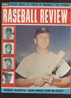 1964 Baseball Review Magazine With Mickey Mantle Front Cover EX+