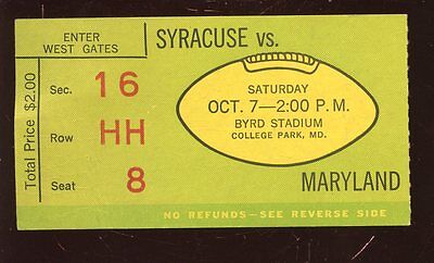 October 7 1961 NCAA Football Ticket Stub Syracuse vs Maryland VGEX Ernie Davis