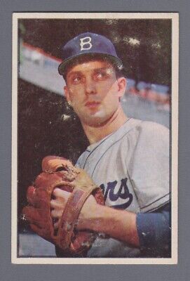 1953 Bowman Color #12 Carl Erskine Brooklyn Dodgers Baseball Card EX+ ap smf