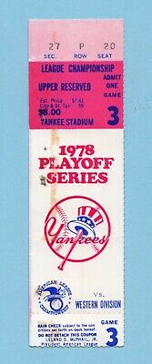 1978 ALCS Game 3 Friday 10/6/78 Royals vs Yankees Ticket Stub Thurman Munson HR