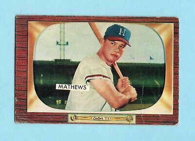 1955 Bowman #103 Eddie Mathews Milwaukee Braves Baseball Card Vg/Ex ap wrks/cres