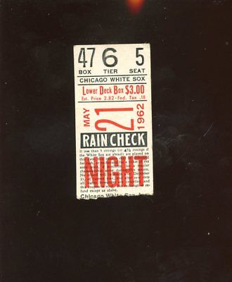 May 21 1962 Chicago White Sox Ticket Stub With Turk Lown Verso