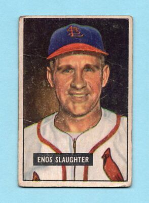 1951 Bowman #58 Enos Slaughter St. Louis Cardinals Baseball Card Low Grade