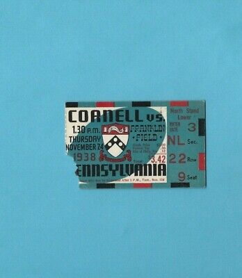 Ticket Stub November 24 1938 Cornell vs Pennsylvania at Franklin Field 