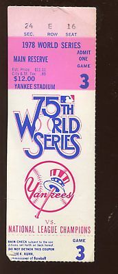 1978 World Series Ticket Stub Los Angeles Dodgers at New York Yankees Game 3