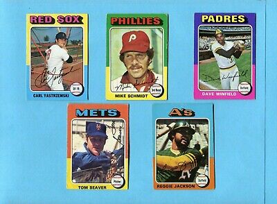 1975 Topps Lot of 5 Different Hall of Famer Baseball Cards VG - EX+ 