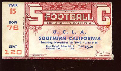 November 19 1949 NCAA Football Ticket Stub UCLA at USC