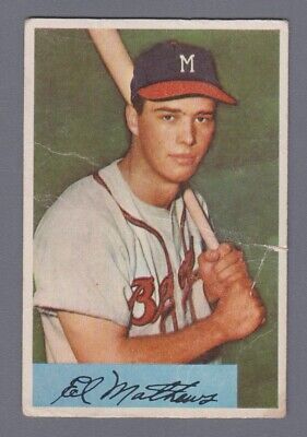 1954 Bowman #64 Eddie Mathews Milwaukee Braves Baseball Card Low Grade