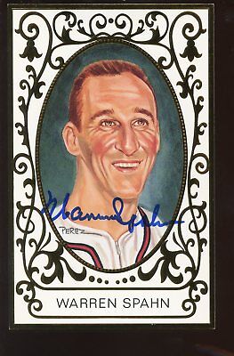 1990 Perez Steele Baseball Postcard Ramly Warren Spahn Autographed Hologram