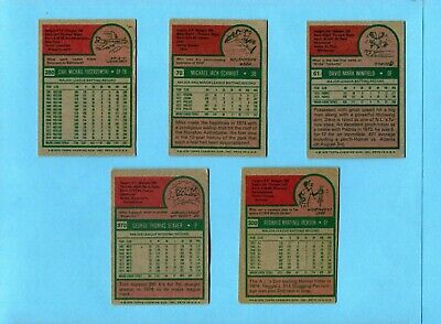 1975 Topps Lot of 5 Different Hall of Famer Baseball Cards VG - EX+ 