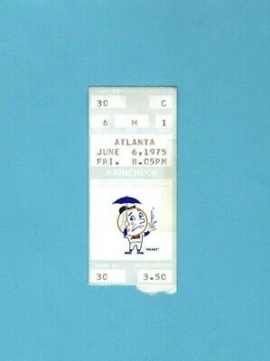 June 6,1975 Atanta Braves @ New York Mets Ticket Stub Phil Niekro WP