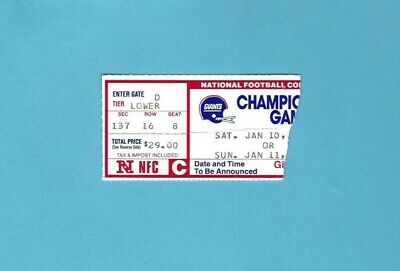 January 11th 1987 NFC Championship Washington Redskins vs NY Giants Ticket Stub