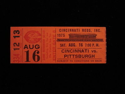 August 16, 1975 Pittsburgh Pirates @ Cincinnati Reds Ticket Stub