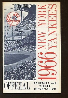 Original 1966 MLB New York Yankees Schedule