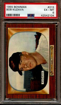 1955 Bowman Baseball Card #215 Bob Kuzava PSA 6 EXMT