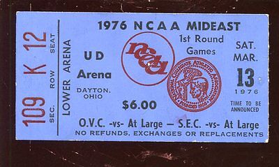 March 13 1976 NCAA Basketball Mid East 1st Round Game Ticket Stub EXMT