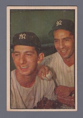 1953 Bowman Color #93 Phil Rizzuto,Billy Martin NY Yankees Baseball Card V/E wr