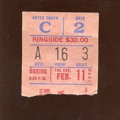 Feb 11 1972 Floyd Patterson vs Oscar Bonavena Boxing Ticket Stub