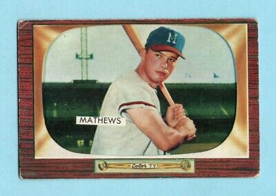 1955 Bowman #103 Eddie Mathews Milwaukee Braves Baseball Card VG+ wrk bk