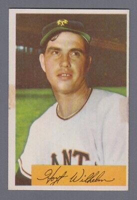 1954 Bowman #57 Hoyt Wilhelm New York Giants Baseball Card EX+ app strs