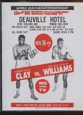 1966 Boxing CCTV 9x11" Advertising Sheet Cassius Clay vs. Cleveland Williams