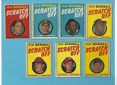 1970 Topps Scratch-Offs Lot Of 7 Different Front's Only Baseball Cards