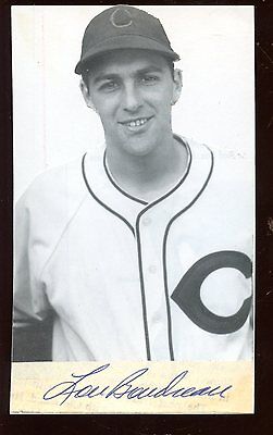 Lou Boudreau Cleveland Indians Photo Signed Cut 3x5 Index Card w/ B&E Hologram