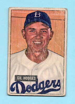 1951 Bowman #7 Gil Hodges Brooklyn Dodgers Baseball Card Low Grade