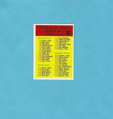 1965 Philadelphia #197 Checklist No.1 Football Card