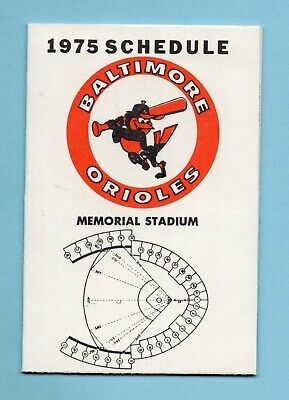 1975 Baltimore Orioles Baseball Schedule NM