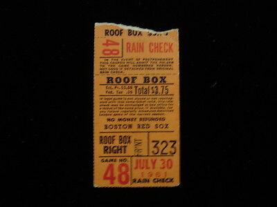 July 30, 1961 Chicago White Sox @ Boston Red Sox Ticket Stub