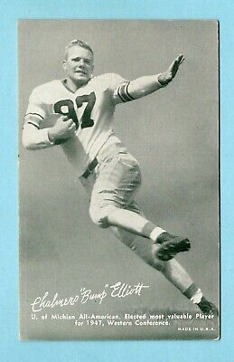 1948-49 Exhibit Sports Champions Chalmers Bump Elliott Football Card EX plls