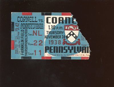 November 24 1938 NCAA Football Ticket Stub Cornell vs Pennsylvania