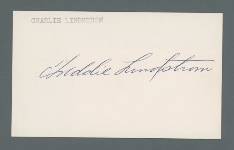 Freddie Lindstrom HOFer Vintage Signed Index Card with B&E Hologram