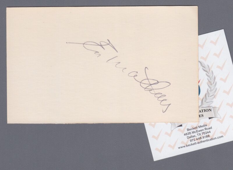 Vintage Ed Mathews Signed Index Card Auto with Beckett Certification