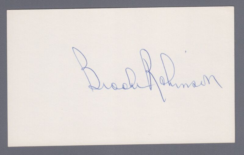 Vintage Brooks Robinson Signed Index Card with B&E Hologram
