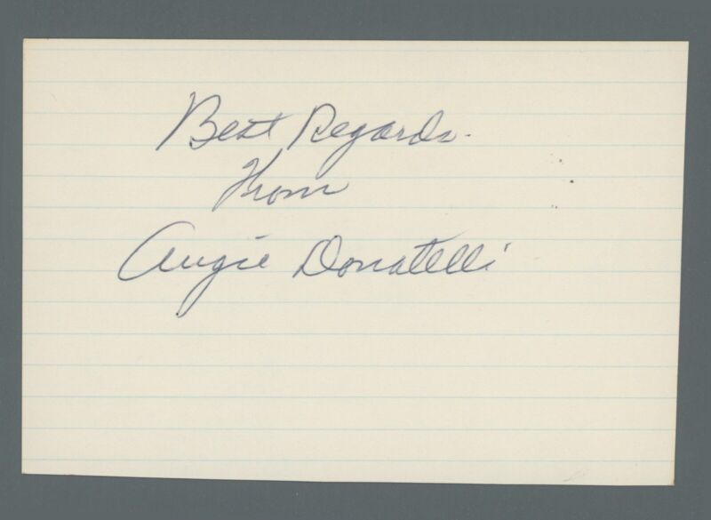 Augie Donatelli Signed “Best Regards" MLB Umpire Index Card Auto w B&E Hologram