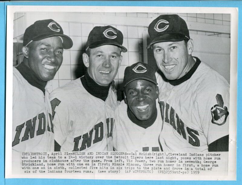 Vintage 8x10 Original WirePhoto - Cleveland’s Minoso, Power, McLish, Strickland