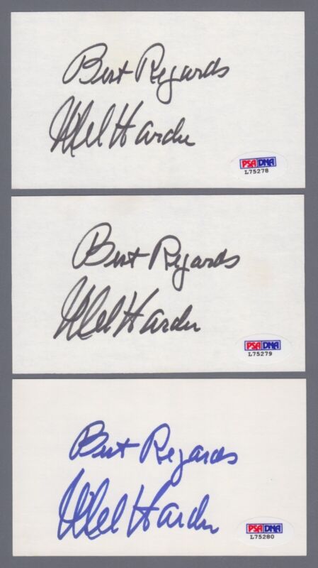 Lot of 12 Mel Harder Signed Index Cards with PSA/DNA Certification