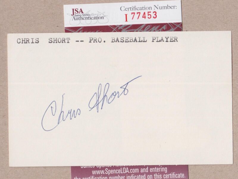 Chris Short MLB Signed Index Card with JSA cert