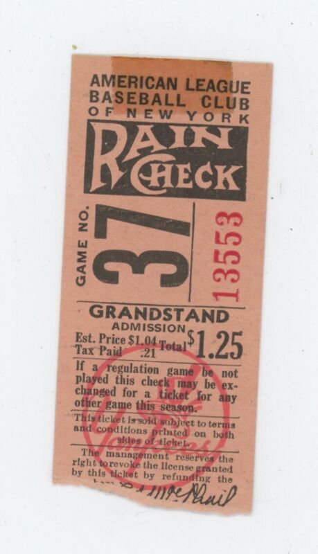 June 11, 1946 Detroit Tigers @ NY Yankees Ticket Stub Hank Greenberg Home Run