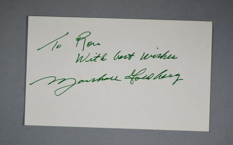 Marshall Goldberg Auto Signed Football NFL Index Card with B&E Hologram