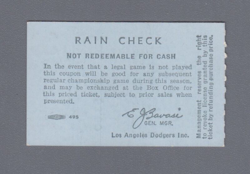 6/9/1961 Don Drysdale Ticket Stub Winning Pitcher vs. Phillies at L.A.