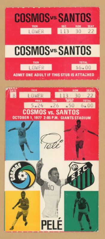 Pele Last Game October 1, 1977 Full Ticket (separated) Giants Stadium - Lower