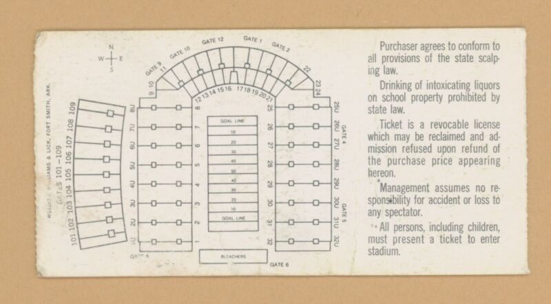 Sept 23, 1972 Texas Longhorns vs Miami Hurricane Memorial Stadium Ticket Stub