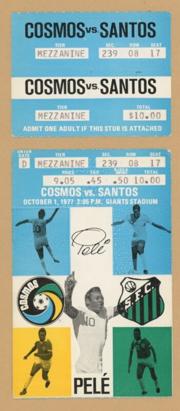 Pele Last Game October 1, 1977 Full Ticket (separated) Giants Stadium - Mezz