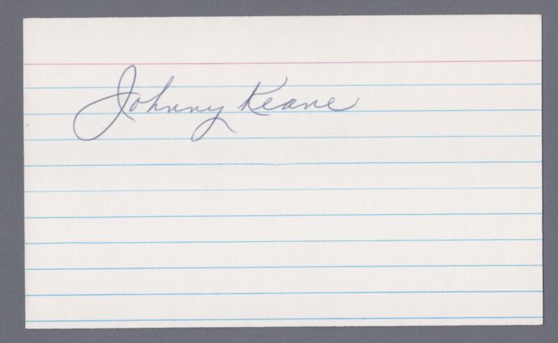 Johnny Keane Yanks Cards Manager Signed Index Card with B&E Hologram