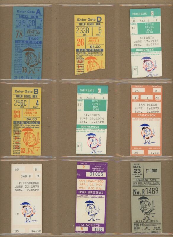 Lot of 27 1964-79 New York Mets Ticket Stubs Shea Stadium